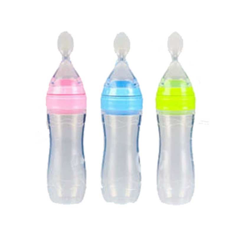 100% Food Silicone Spoon Squeeze Pasta de arroz Botella de alimentación para bebés Silicona Niños para bebés Alimentando Paceta de fruta Botella