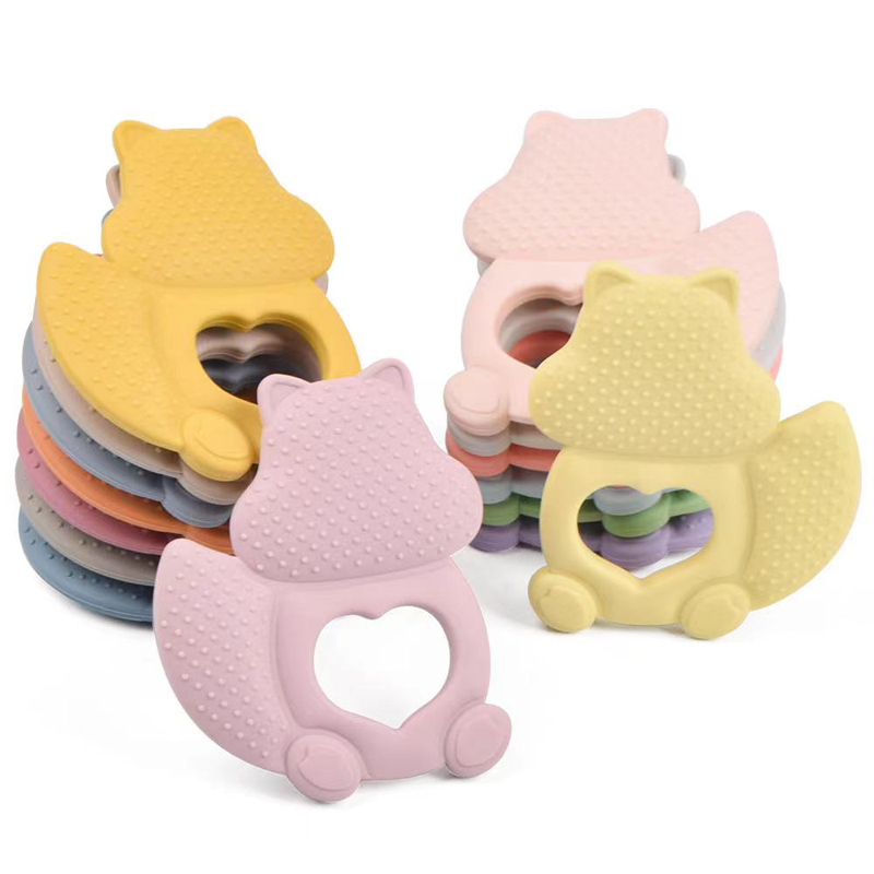 Ardilla dibujos animados bpa gratis baby baby teether juguete silicona para bebés juguete para el juguete suave juguete para bebés palitos de dentición hervides silicona de grado