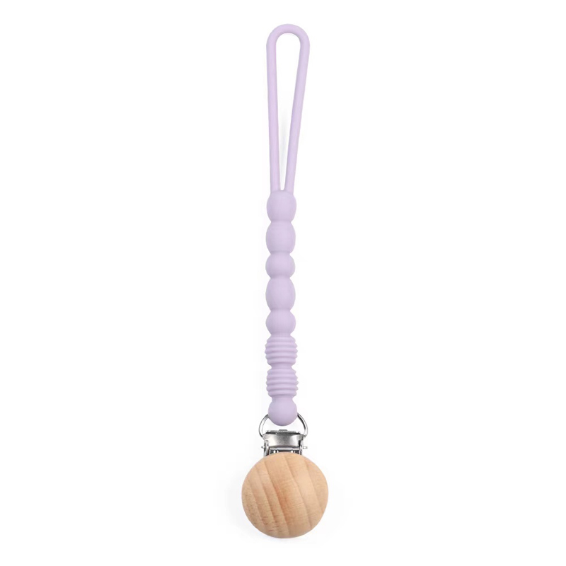 BPA de madera hecha a mano BPA Free Silicone Beads Cadena de chupas de chupete de bebé